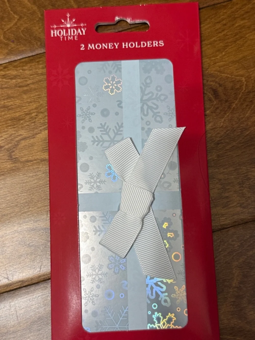 NWT Bundle of 4 Holiday Time Red and Gray Gift Money Holders with White Ribbon